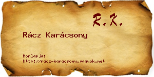 Rácz Karácsony névjegykártya