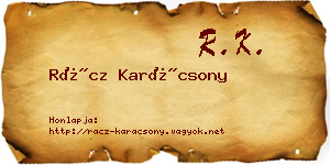 Rácz Karácsony névjegykártya